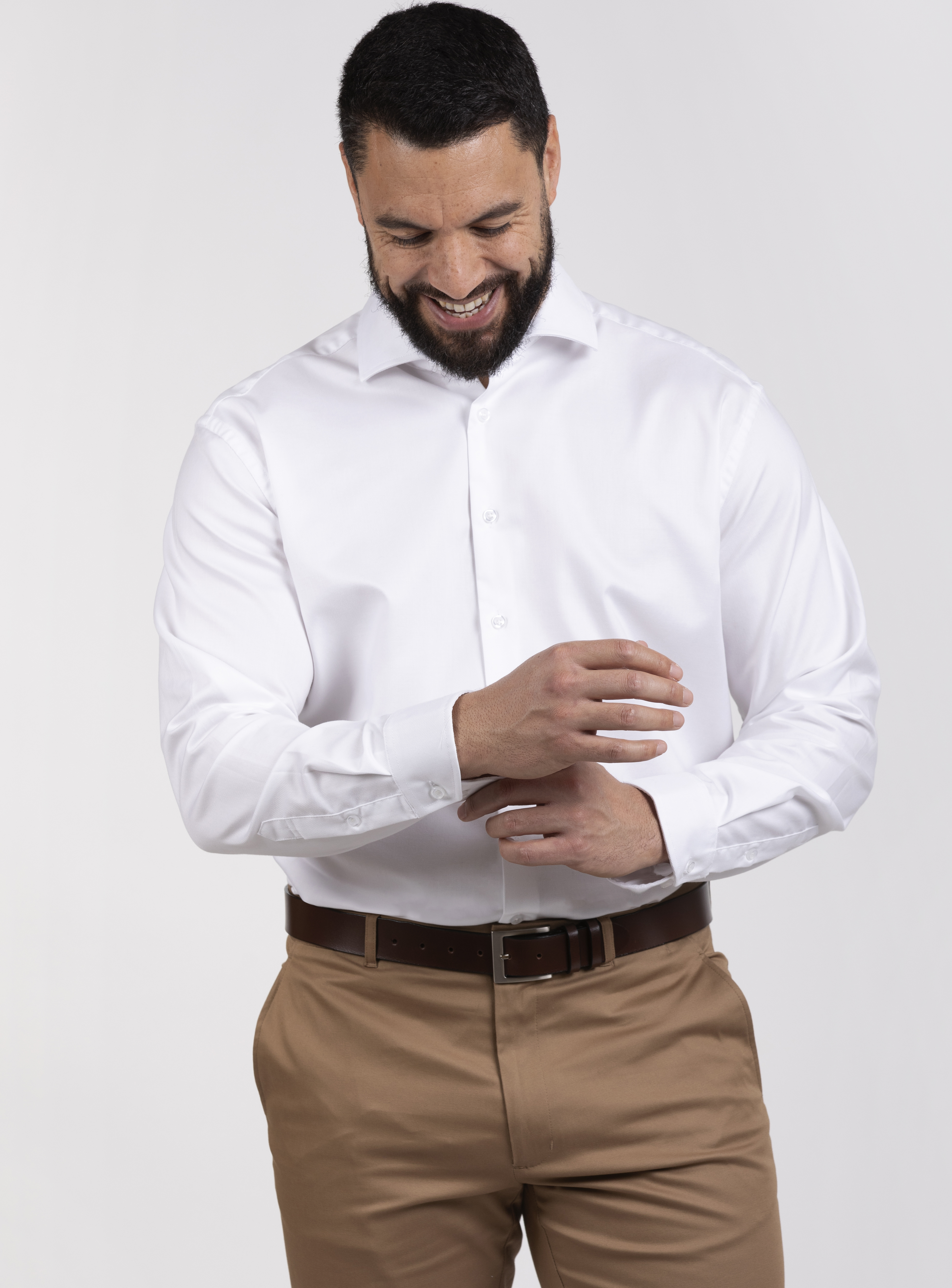 Spencer Shirt in White Pure Cotton Twill BS5577